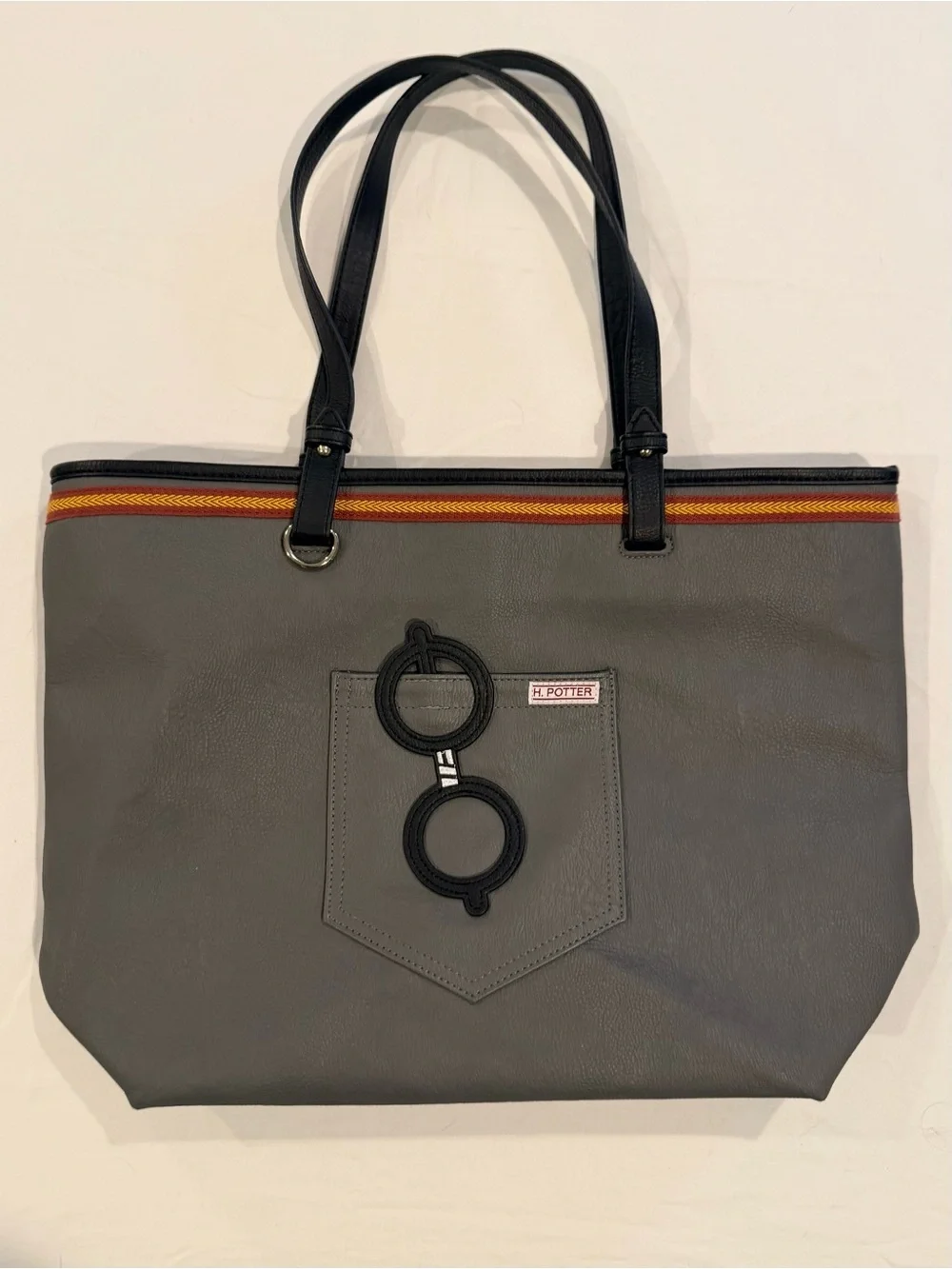 Loungefly Harry Potter Gray Tote Bag Purse Gryffindor Glasses Faux Leather Lined
